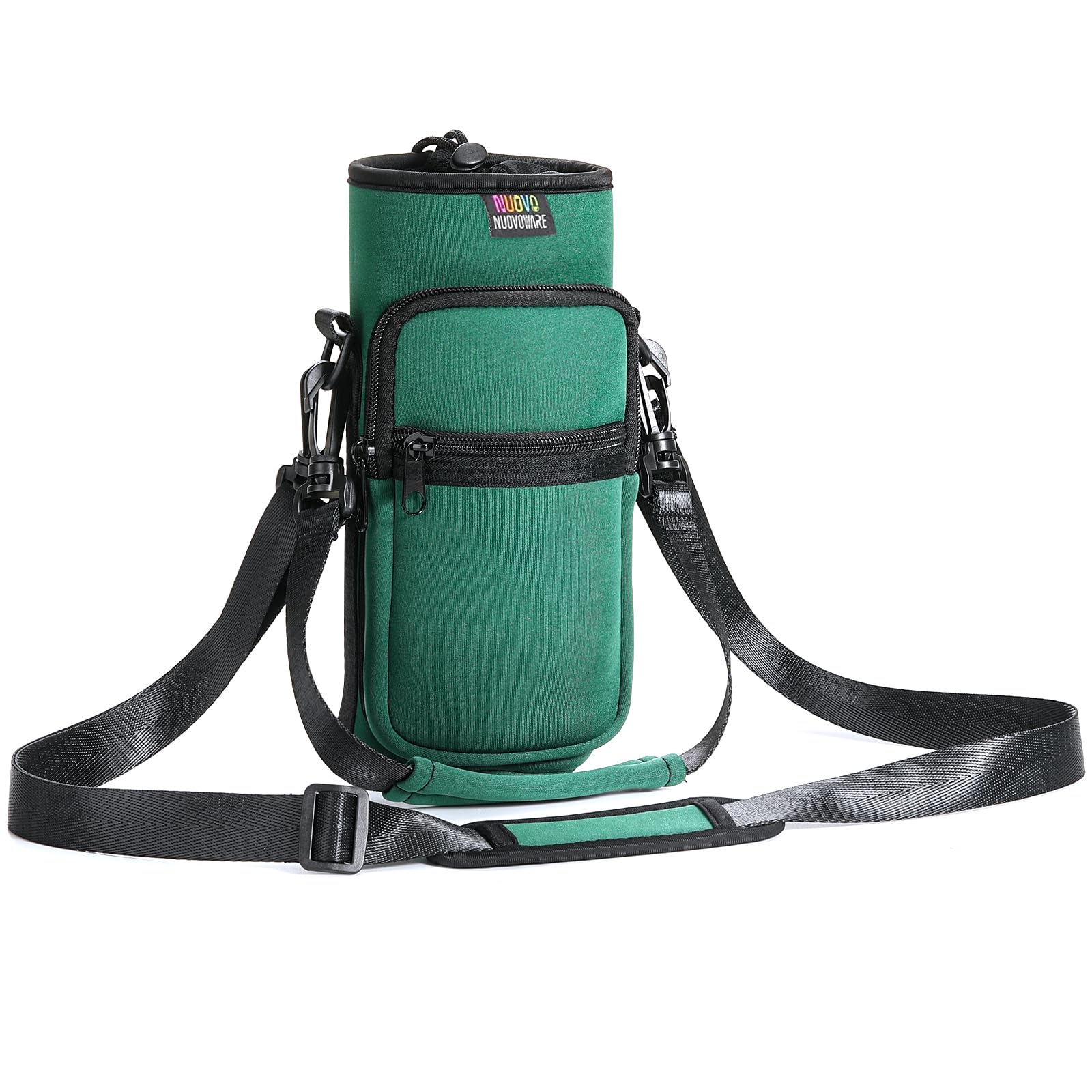Nuovoware Water Bottle Carrier Bag,750ml/1000ml/1800ml Bottle Pouch Holder, Adjustable Shoulder Hand Strap 2 Pocket Sling Neoprene Sleeve Sports Accessories for Hiking Travelling Camping