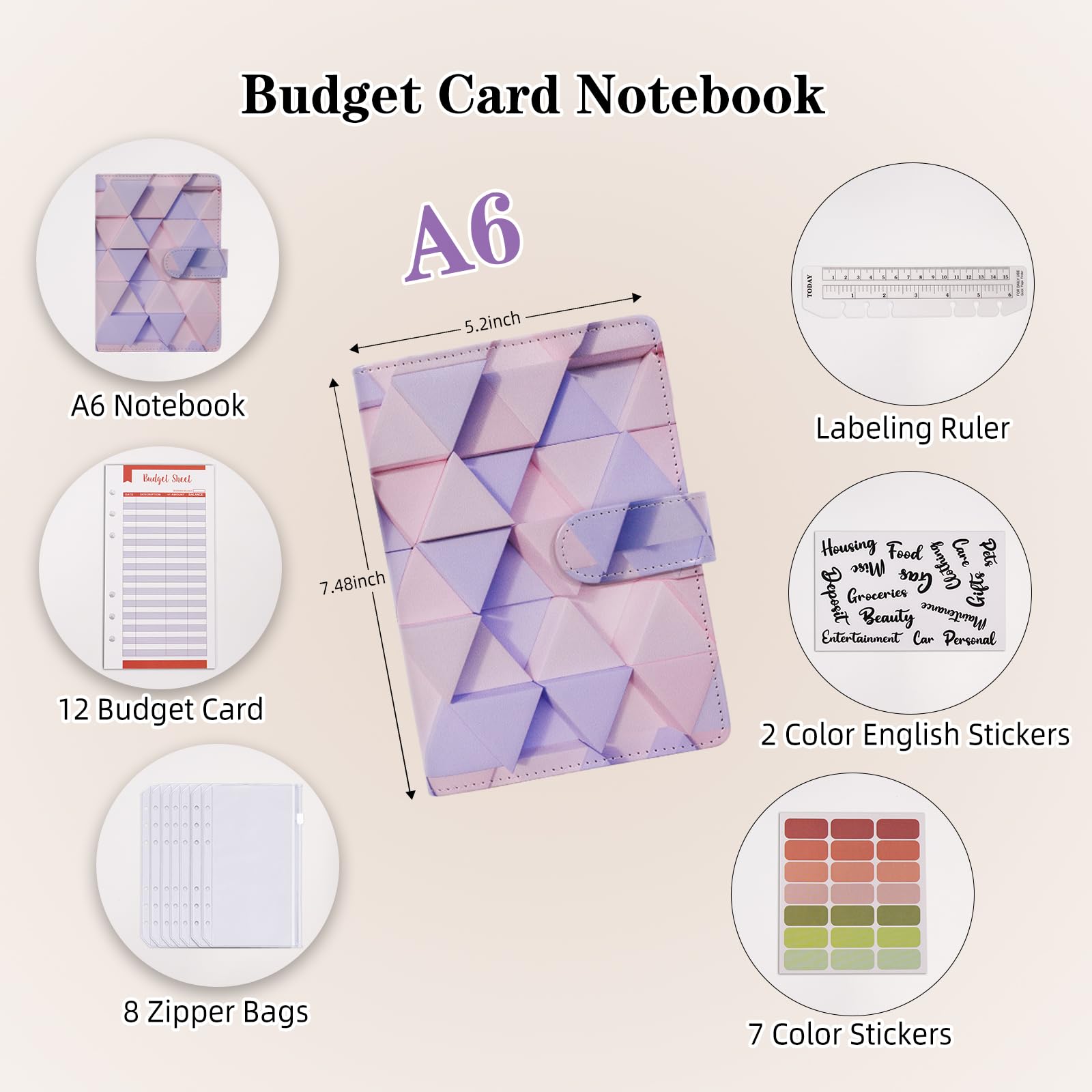 Quaderni con spirale A6 Durevoli, 5 Soggetti, Carta con Righe Universitarie, Copertina Resistente all'Umidità, Scuola, Ufficio, Business, Professionale, Rosa