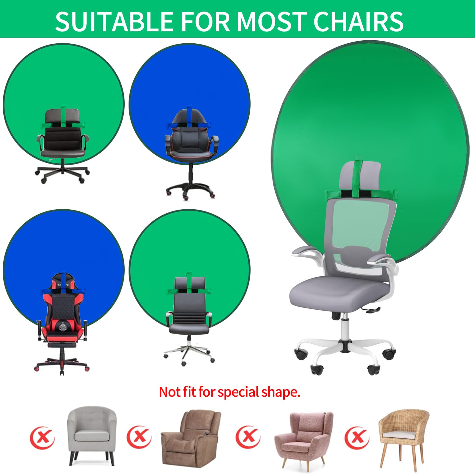 Amazon.com : Blue Screen Backdrop，56 in Collapsible 2-in-1 Double