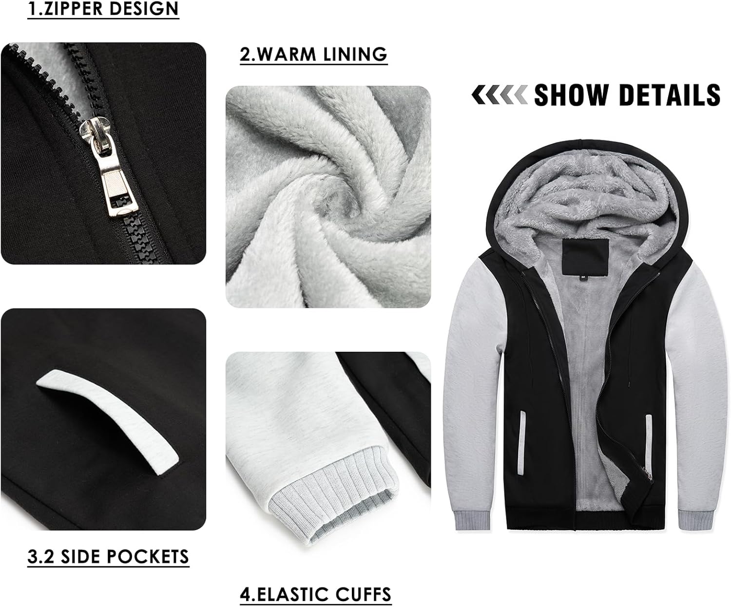 LBL Leading the Better Life Men's Zip Up Hoodies Sweatshirt Heavyweight Fleece Winter Jackets Warm Thick Coats - Image 5
