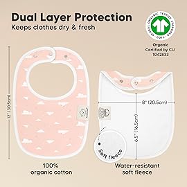8-Pack Organic Baby Bibs for Boys, Girls - Soft Cotton Drooling and Teething Bibs for Baby Girl & Boy, Extra Absorbent, Easy to Clean & Put On for Toddler, Newborn, Infant 0-24 Months (Dreamers)