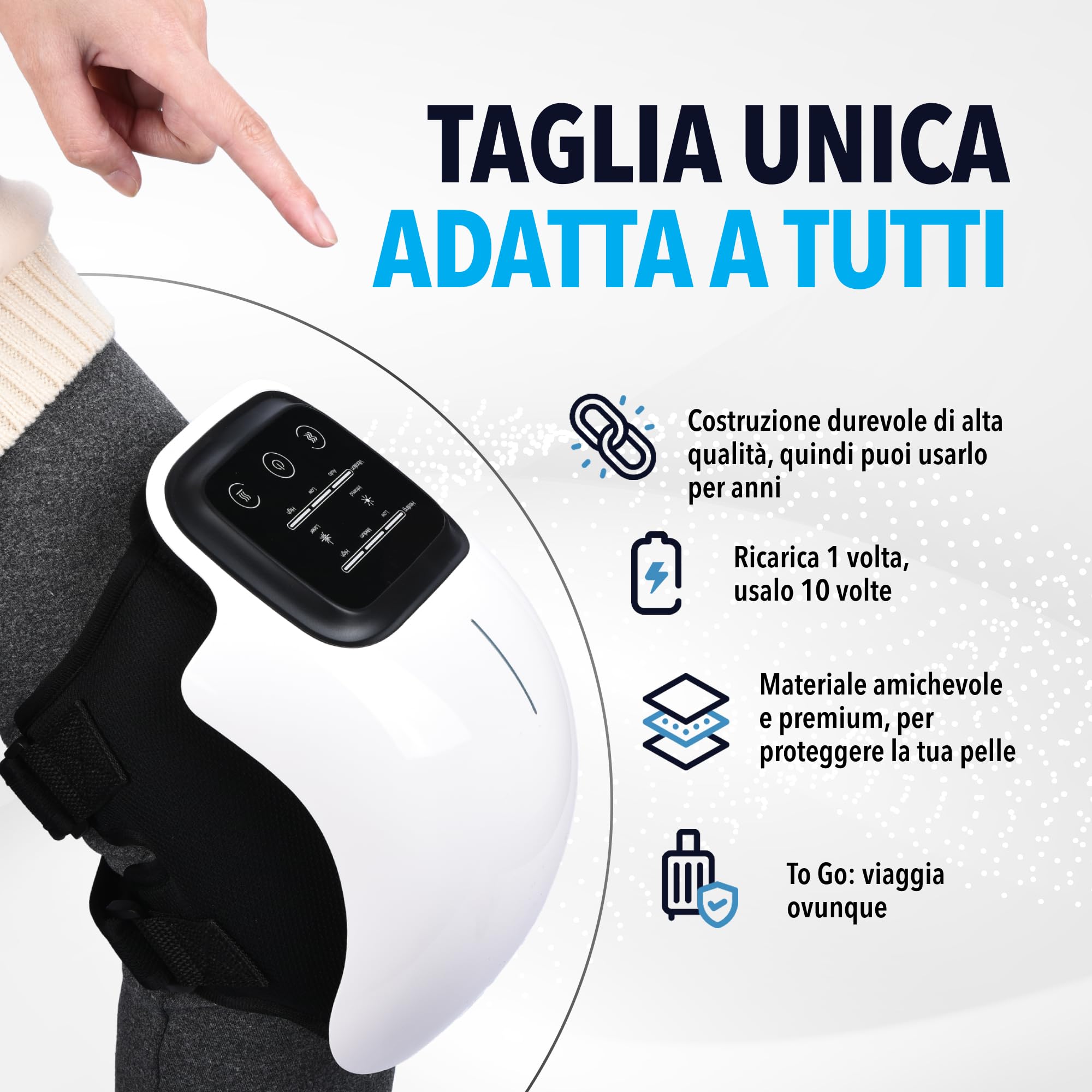 FORTHiQ Massaggiatore per Ginocchio Senza Fili, sollievo da dolore articolare, tecnologia laser infrarossi, vibrazioni terapeutiche per artrite, gonfiore, legamenti stirati e lesioni