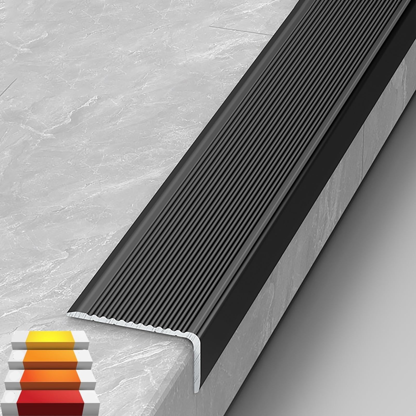 Tiras Antideslizantes Perfil De Borde De Escalera Antideslizante De Borde Escalonado Para Peldaños Tira De Umbral De Escalera De Protección De Esquina En Forma De L Para Cantos Escaleras ( Color : Mat