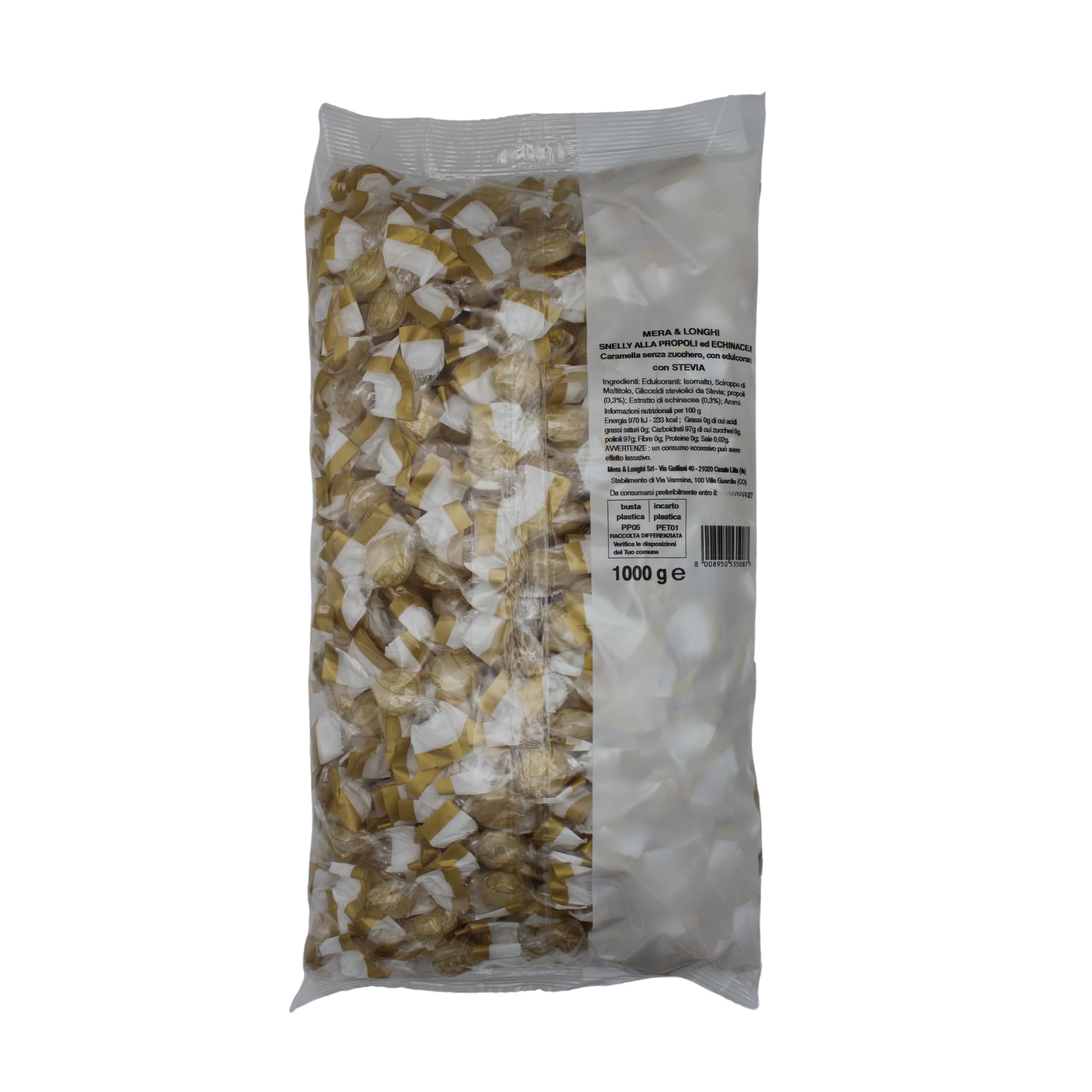 Mera & Longhi dal 1896 - Caramelle senza Zucchero Propoli Echinacea con Stevia - Confezione da 1 kg