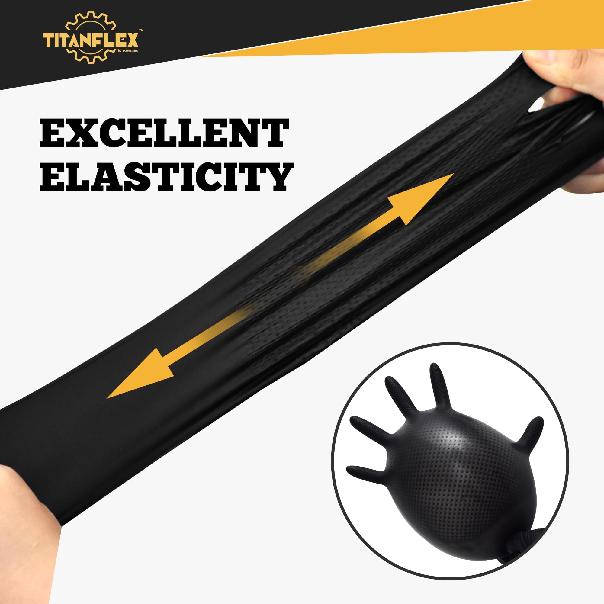 TitanFlex - Guantes de nitrilo negro resistentes, talla XL, guantes de trabajo industriales elevados con textura de diamante de 6 mil, desechables, sin látex, sin polvo, guantes desechables mecánicos