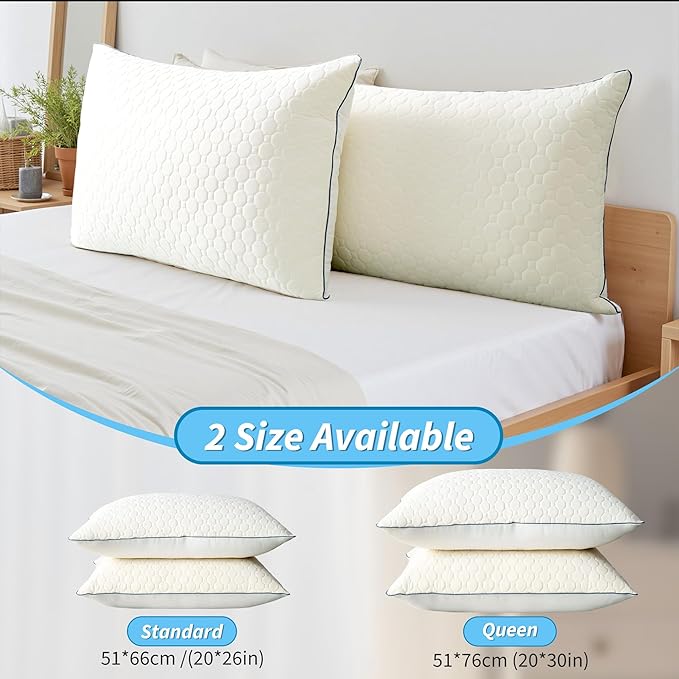 Set 2 Almohadas Fibra Poliéster Queen Tamaño Grande miniatura 3