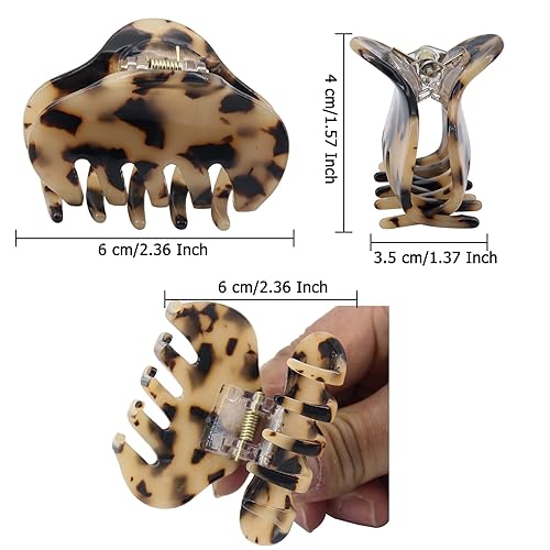 Miniatura 2 de Carede Pinzas para el pelo de concha de tortuga, pasadores de pelo acrílico de tamaño mediano de 2.4 pulgadas, pinzas de mandíbula francesa