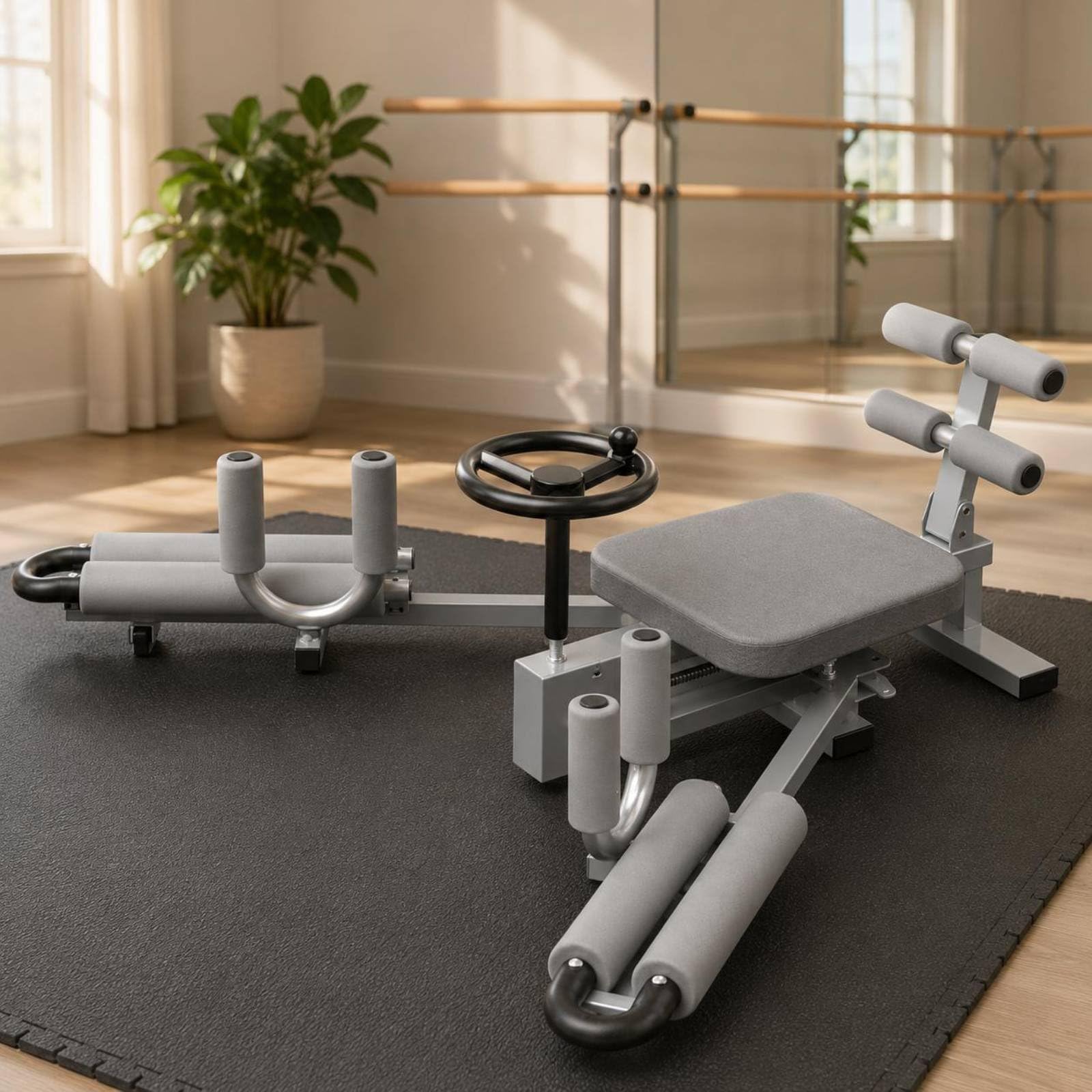 Flexibility Attrezzo per Spaccate Allenatore per Flessibilità Macchina per Stretching Estensore Gambe Regolabile in Acciaio con Punti Imbottiti con