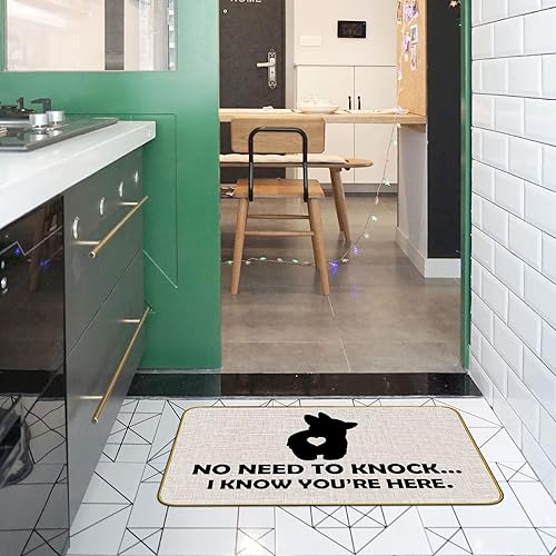 Miniatura 4 de Mingnei Divertido tapete Corgi con texto en inglés «No Need to Knock I Know You're Here», tapete para puerta de entrada del hogar, para amantes de