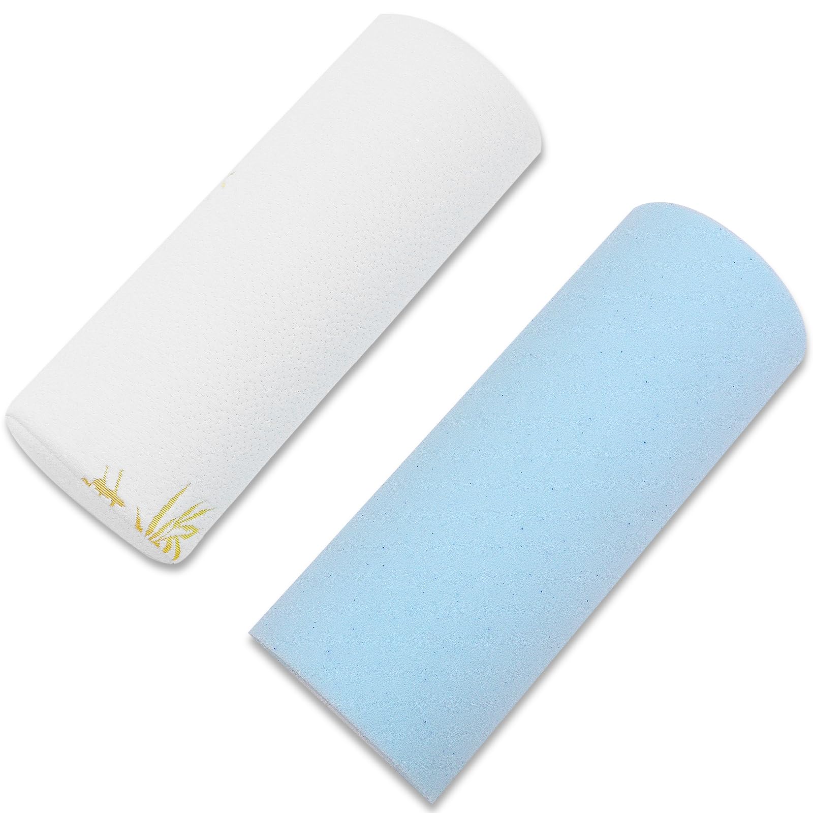 2 cojines de media luna para cabeza, rodillas, soporte de tobillo, cojín de elevación de piernas, espalda, lumbar, alivio del dolor de cuello, almohada de espuma de gel semienrollable para