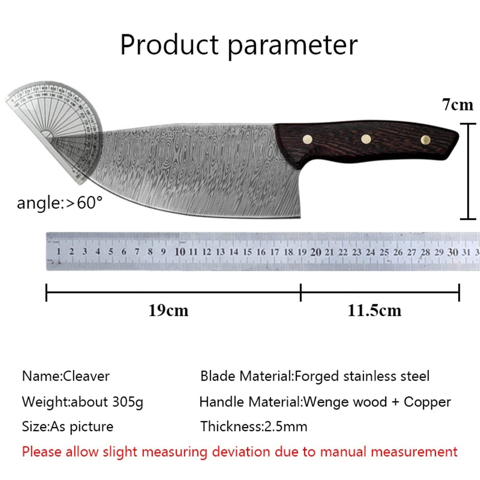 1 stücke fleisch cleaver damaskus edelstahl muster scharfe schneidmesser mutcher traditionell chef messer küche schneidwerkzeug messerset