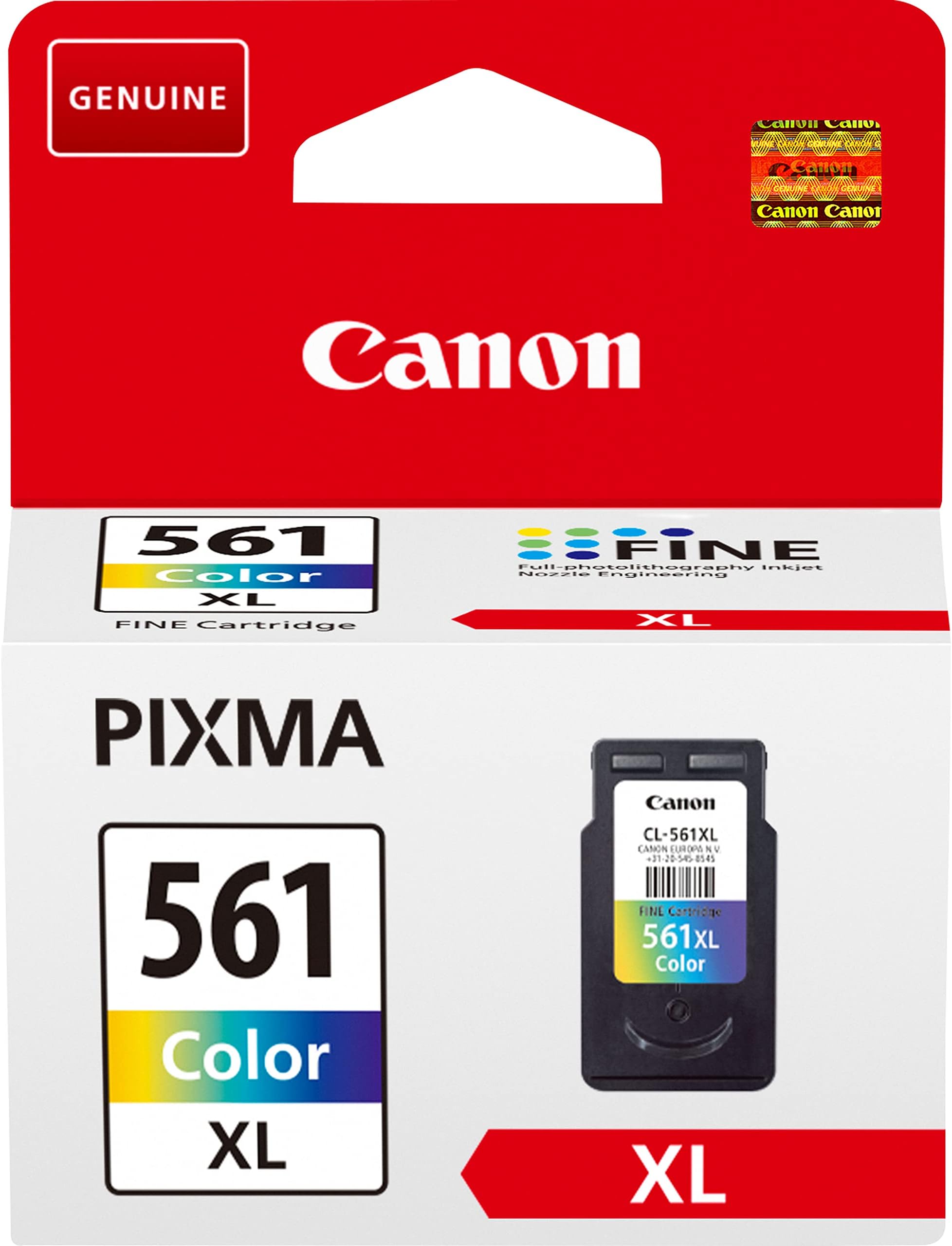 Original High Yield Ink Cartridge Compatible with Pixma Series, 300 Pages, Cyan/Magenta/Yellow, Multipack One Size CLI-561