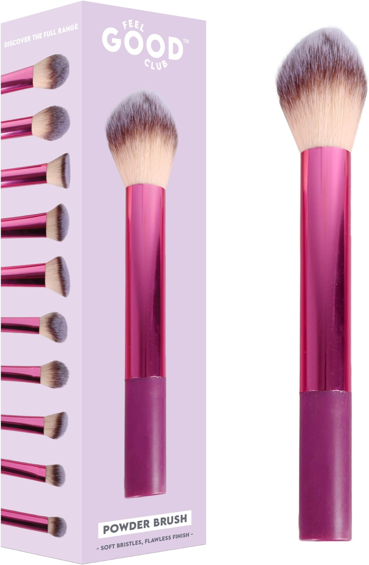 Feel Good Club Powder Brush 1 Pc | Soft, Fluffy Bristles For Blending Loose, Pressed, Baked, Setting & Finishing Face Makeup Powders | Lightweight Handle