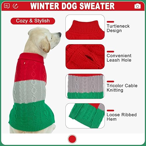 Miniatura 4 de EXPAWLORER Suéter para perro, suéteres grandes de otoño para perros, niñas y niños, ropa clásica de punto de cuello alto para clima frío, traje de