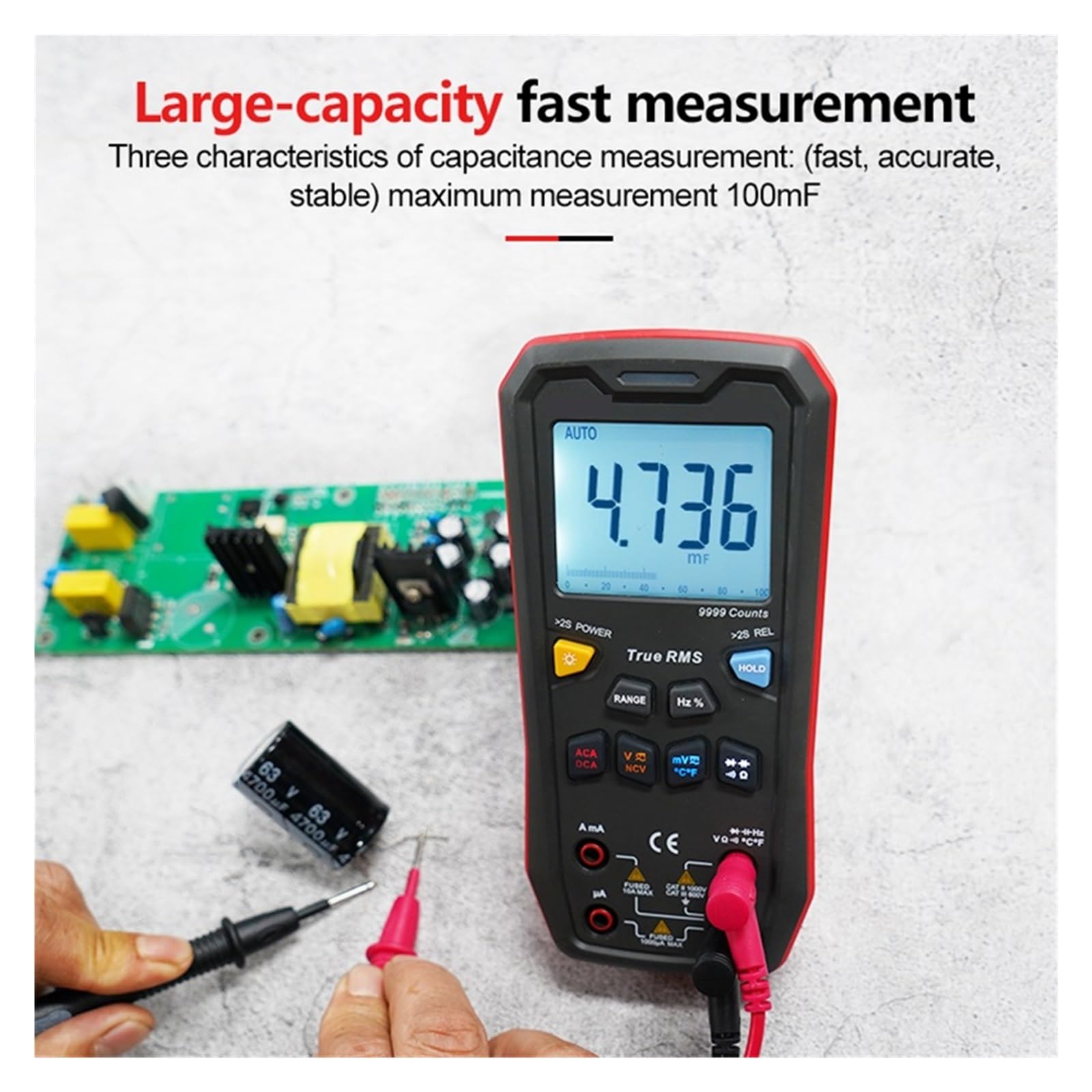 Cyfrowy Inteligentny Multimetr 1000V AC DC Woltomierz Amperomierz True Miernik Częstotliwości Kondensator Tester Temperatury Bezpieczny, Praktyczny, DokłAdny(60BT)