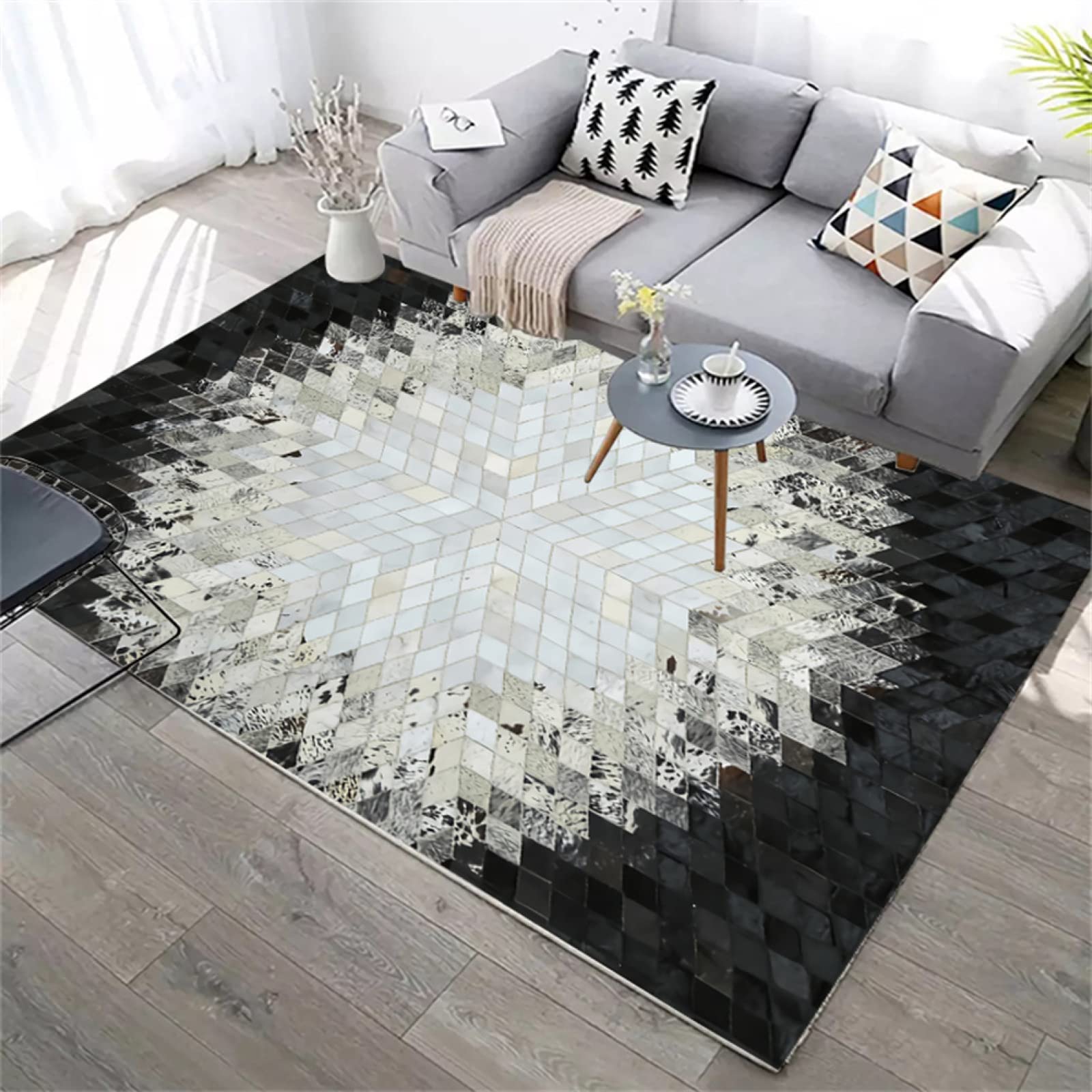 Tapis salon diamant 70x140cm shaggy épais