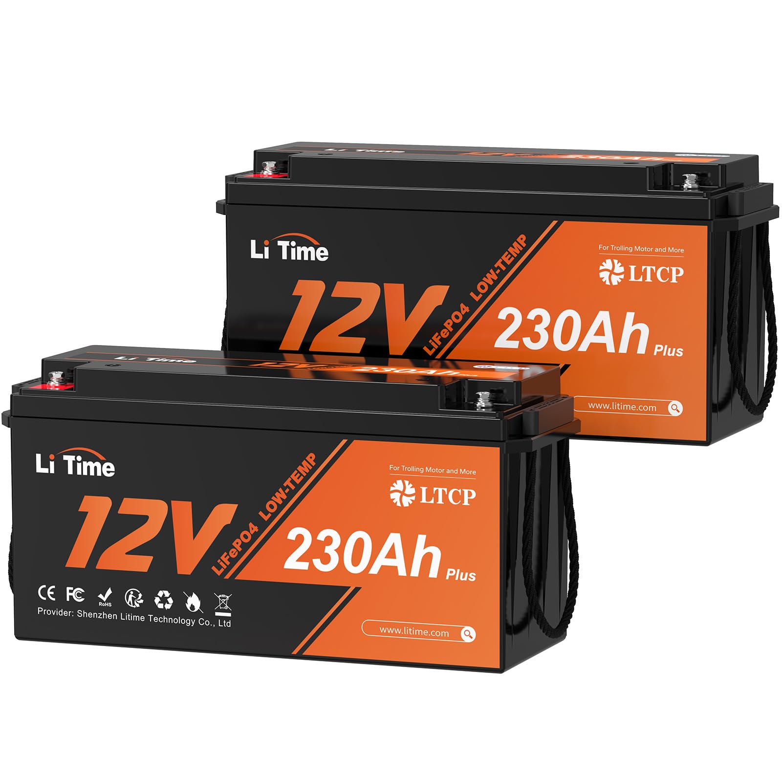 Litime 2 Packs 12V 230Ah Deep Cycle LiFePO4 Battery for RV, Travel Trailer