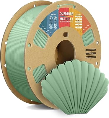 15 – OVERTURE Matte PLA 3D Printer Filament 1.75mm, Matt Surface & Low Warping Filament 1kg Spool (2.2 lbs), Accuracy +/- 0.02 mm, Fit Most FDM P…