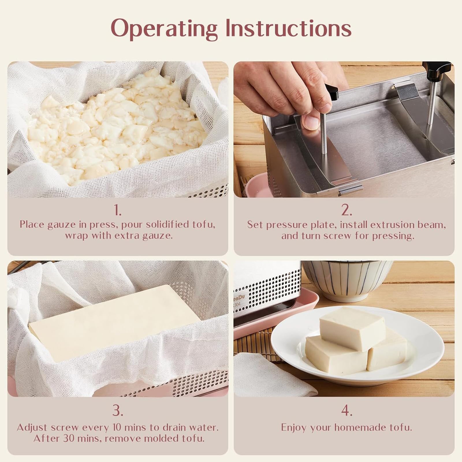 Duratura 304 in acciaio inox fagioli formaggio macchina con manopola antiscivolo e base rialzata per stabilità Rapido drenaggio formaggio verdure stampo