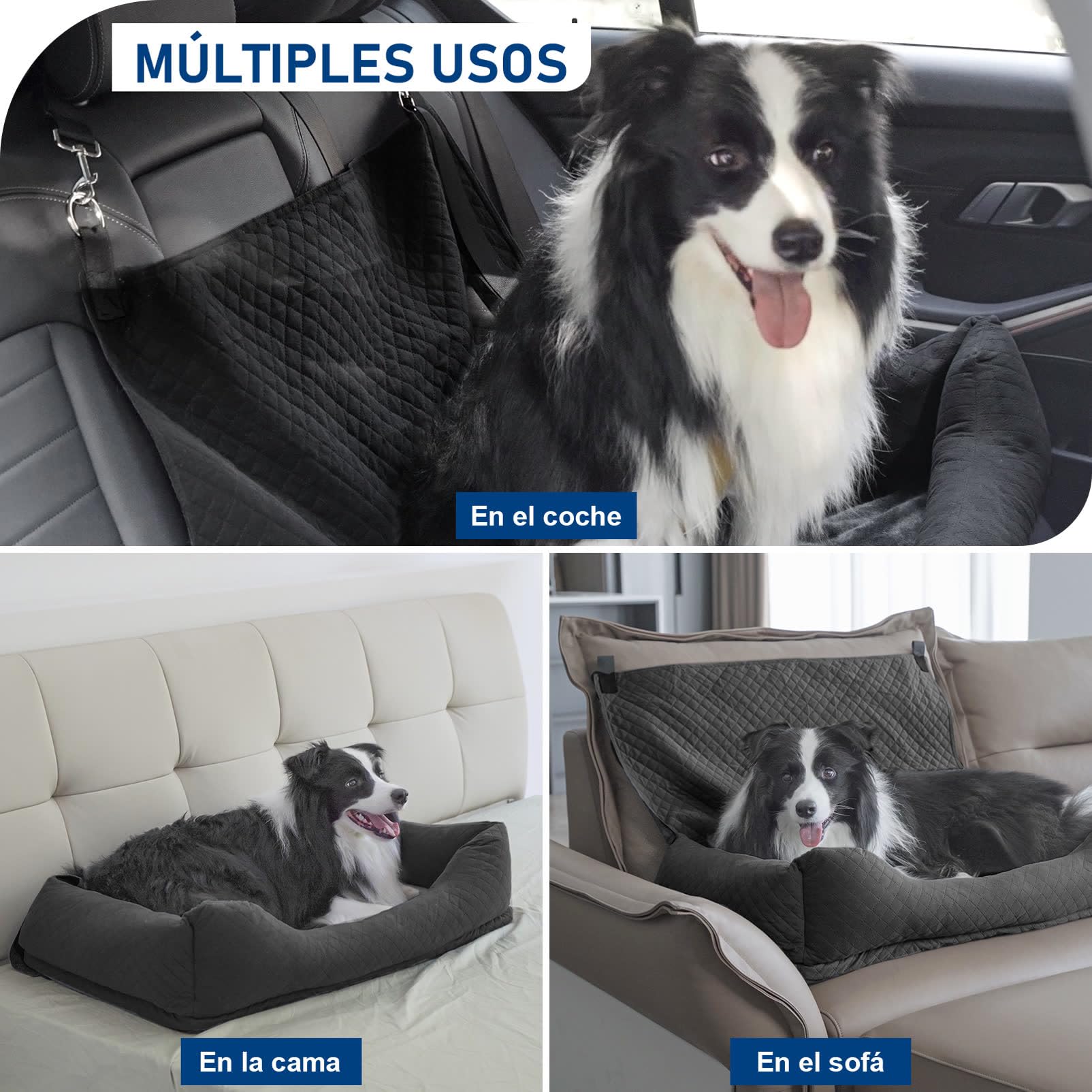 Asiento de Coche para Perros Antideslizante Desmontable Lavable Cómodo Seguro Multifuncional
