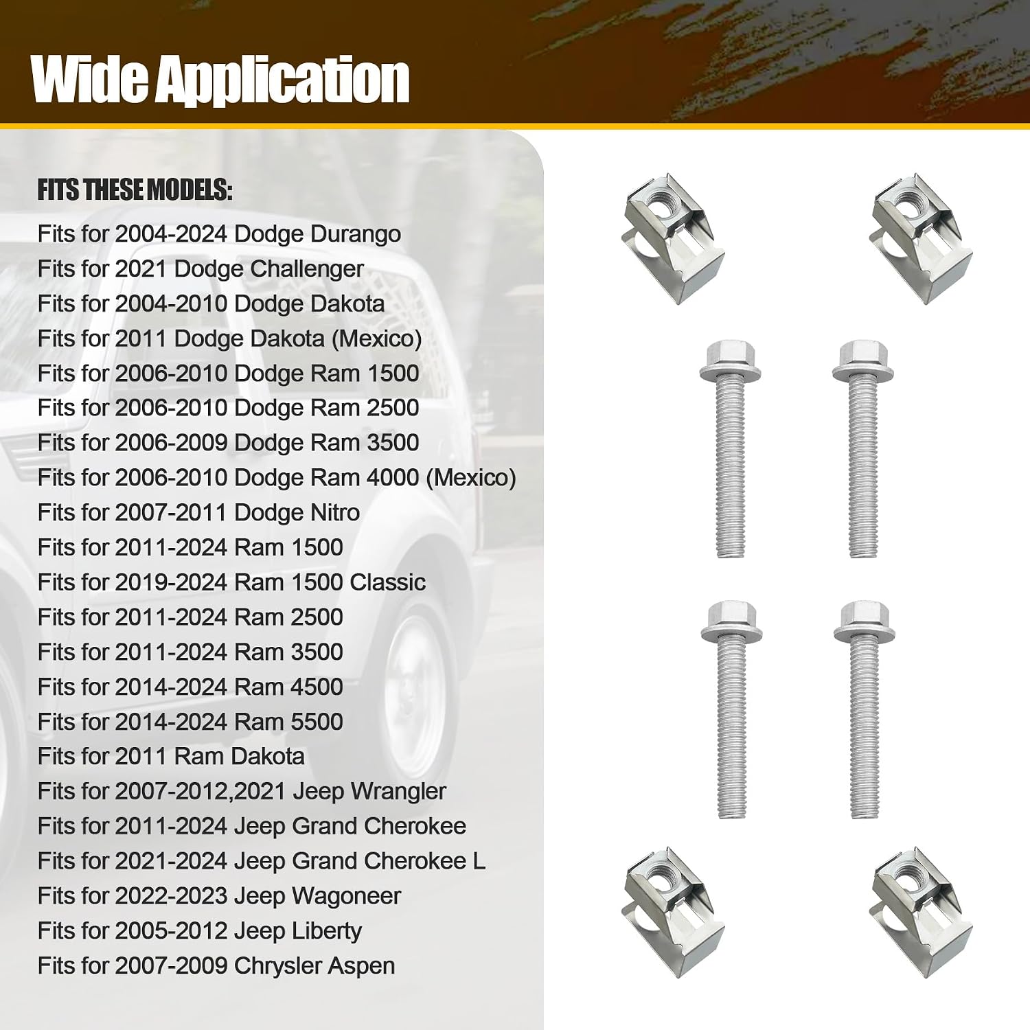 Exhaust Manifold Flange Bolts U Nuts Kit 03442 Fit for Dodge Durango Dakota Ram for Jeep Wrangler Liberty Grand Cherokee for Chrysler Aspen