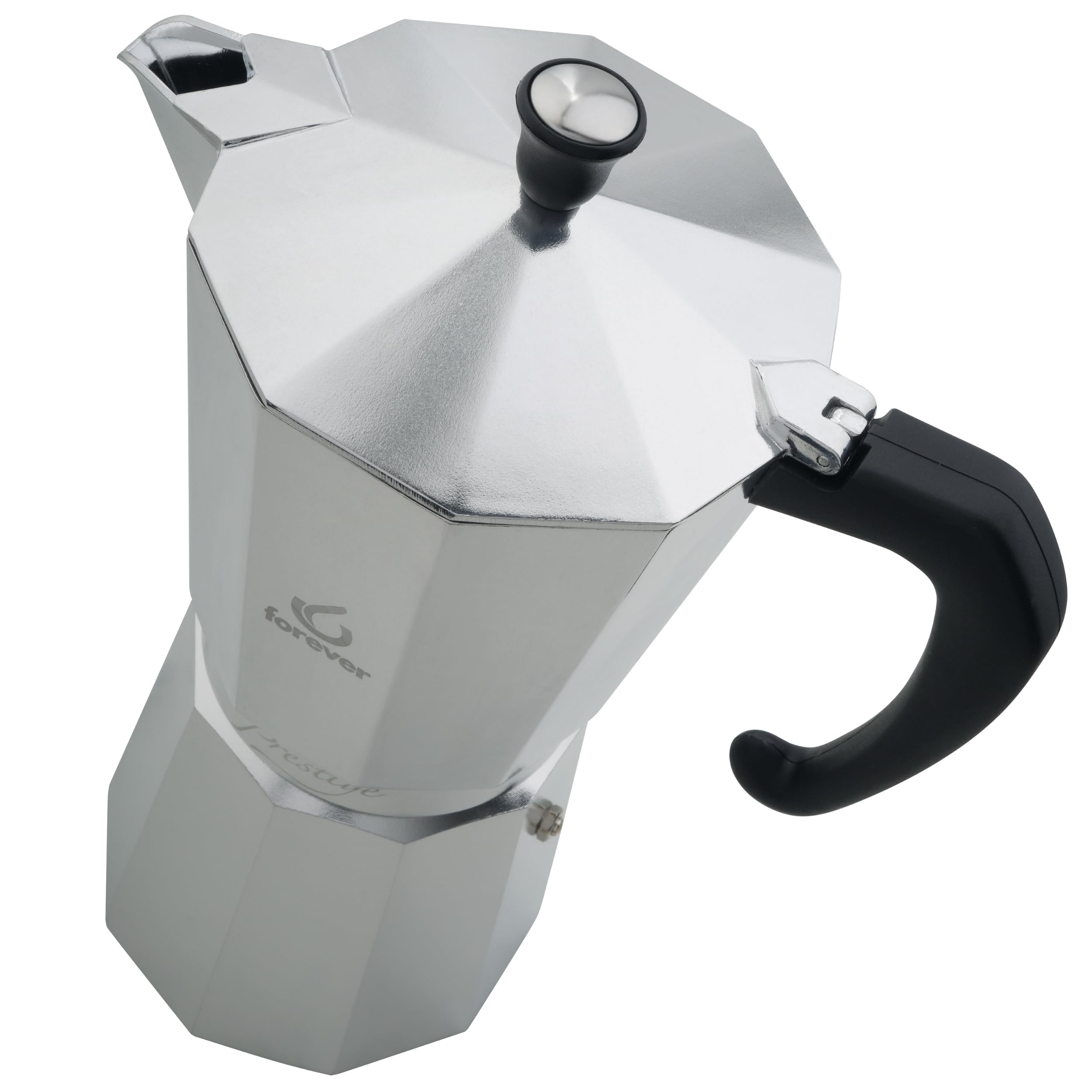 FOREVER Miss Moka Prestige | Caffettiera Moka in Alluminio (18 Tazze) | Macchina da Caffè Espresso per Casa e Campeggio | Caffettiera Portatile con Guarnizione in Silicone