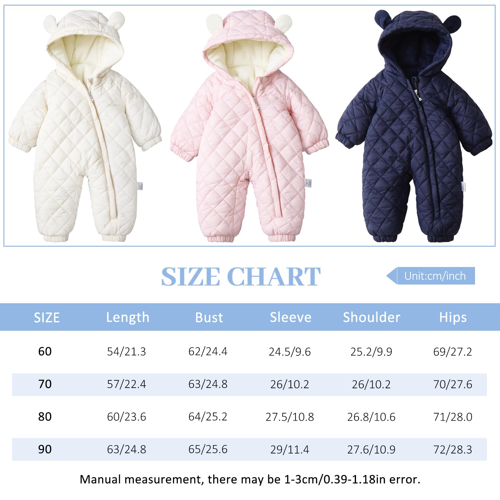 Traje de Nieve Bebé Niños Niñas Disfraz Mono Recién Nacido Engrosado Traje de Esquí con Capucha
