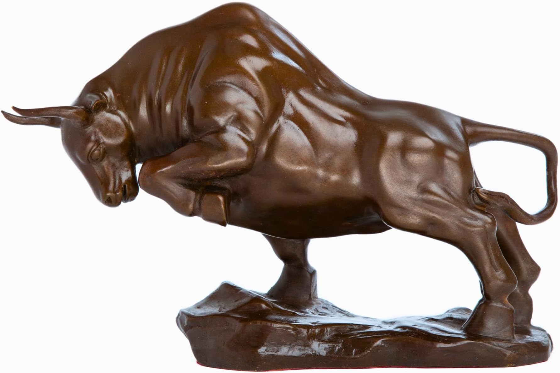 Bronze Bull Sculpture - Pure Copper Charging Bull/Cow/Ox Figure and Statue Handmand Collectable Art Decor - Raging Bull Figurine for Office& Home Decorations and Gift (L:9.3in Brown)