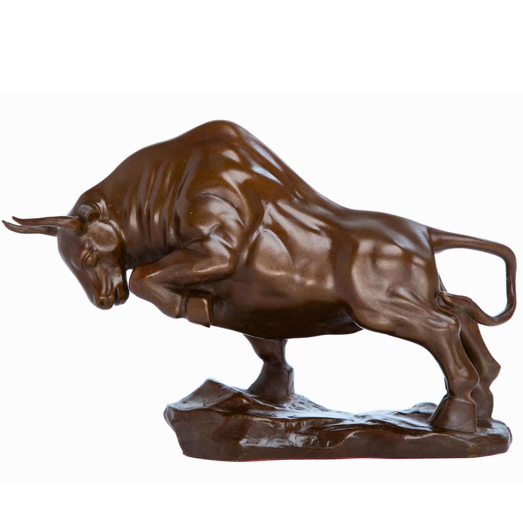 Bronze Bull Sculpture - Pure Copper Charging Bull/Cow/Ox Figure and Statue Handmand Collectable Art Decor - Raging Bull Figurine for Office& Home Decorations and Gift (L:9.3in Brown)