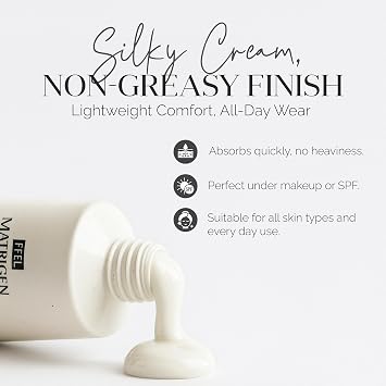 FEEL MATRIGEN Collagen Hydrating Cream with Niacinamide, Hydrolyzed Collagen, Panthenol & Ceramide Deep Moisture, Skin Barrier Support, Firmness & Radiance, 1.35 fl. oz