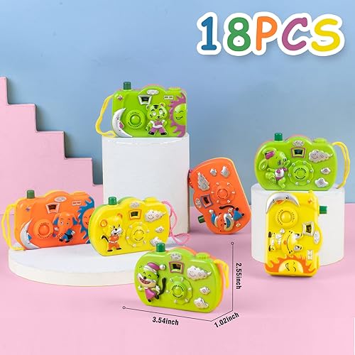 Miniatura 2 de Juego de cámara de juguete para niños, 18 piezas, 3 colores, 6 patrones de animales, visor a granel para bolsas de regalos, rellenos, regalos de