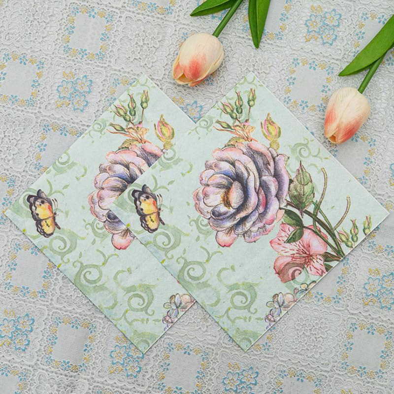 Tovaglioli di Carta Modello Retrò Degli Insetti Tovaglioli Decorati Per Decoupage Bar Compleanno Carta Igienica Tovagliolo Decorazione Da Tavola Usa e getta Per Matrimoni Feste 30 Packs(33x33cm)