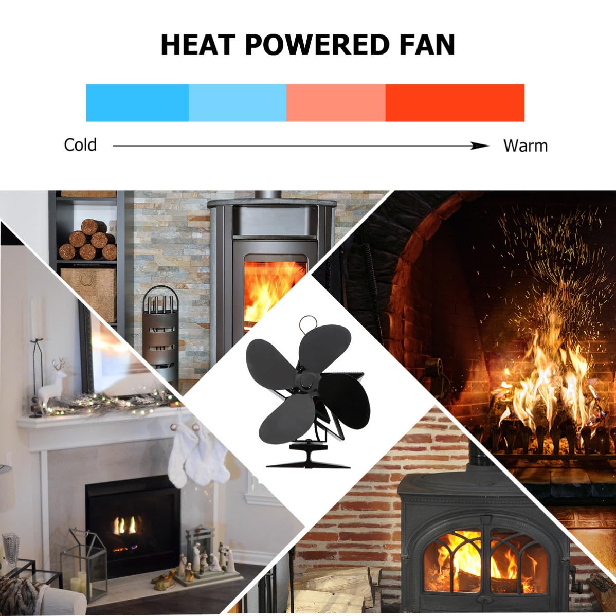 Ventilador de Chimenea de Aluminio Negro, bajo Consumo y Protección