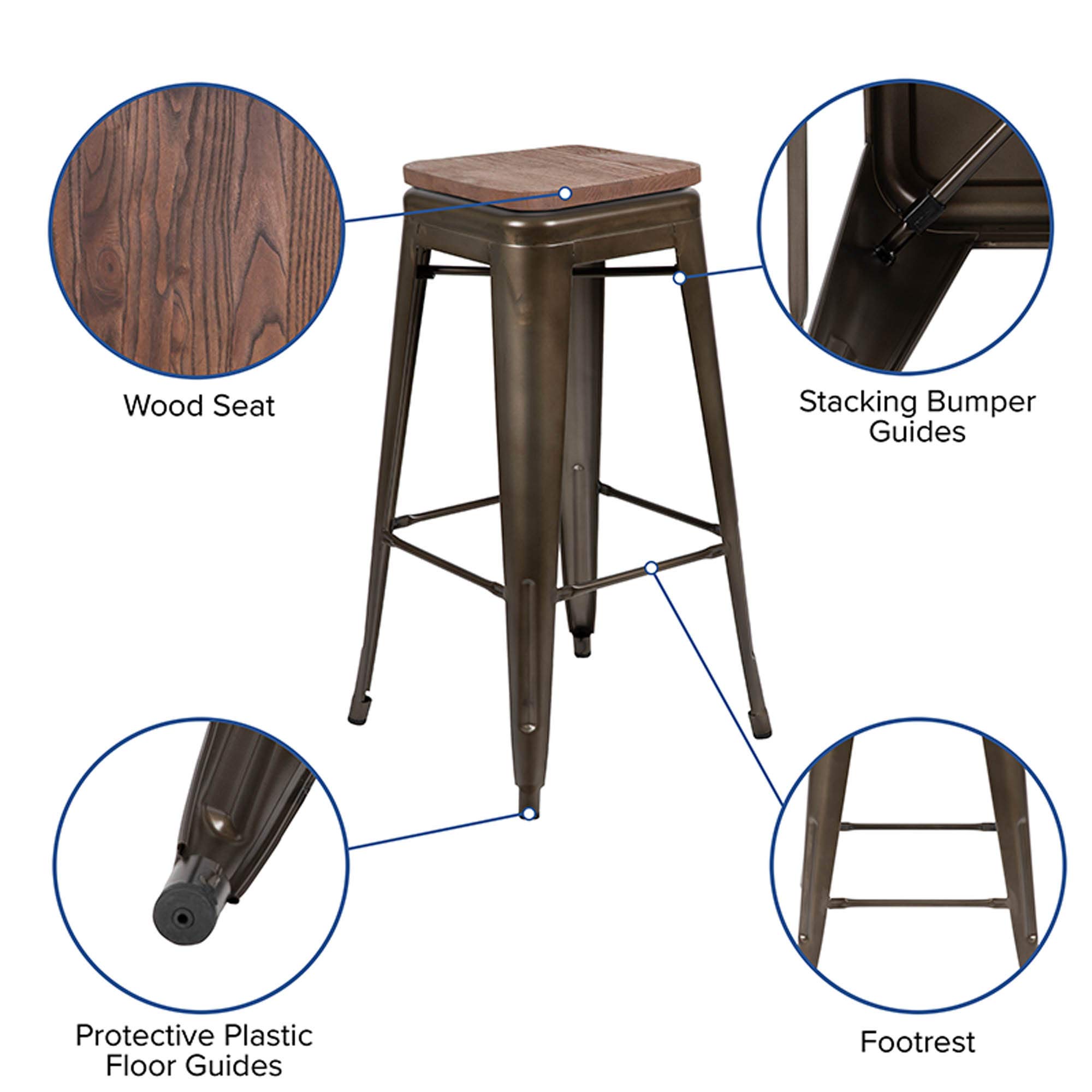 USA バースツール ZX Stainless Steel Backless Bar Stool v.1 – The Chair Market