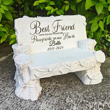 Personalized Human Memorial Stones with Photo, Bench Memorial Garden Stone, Memorial Bench Plaques for Outdoors, Gifts for Someone Who Lost a Loved One, or Pet, Dog, Cat