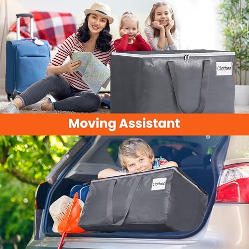 Miniatura 6 de BlissTotes Cajas de mudanza grandes con cremalleras y asas, suministros de mudanza con tapas, bolsas resistentes para almacenamiento para ahorrar