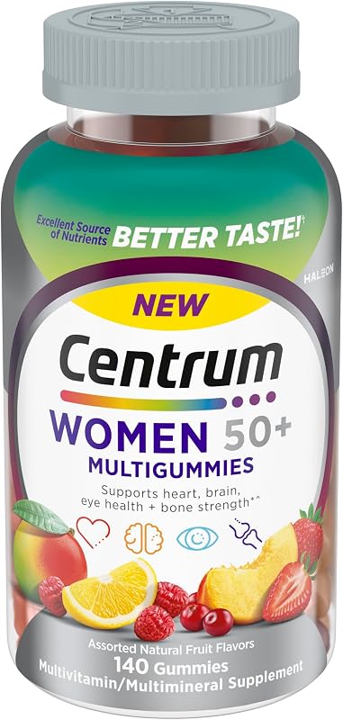 Centrum MultiGummies for Women 50 and Over, 140 Count | Contains Vitamin D3, B Vitamins, Calcium, and Antioxidants, Non-GMO Ingredients, Supports Memory and Cognition, GLP-1 Support