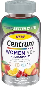 Centrum MultiGummies for Women 50 and Over, 140 Count | Contains Vitamin D3, B Vitamins, Calcium, and Antioxidants, Non-GMO Ingredients, Supports Memory and Cognition, GLP-1 Support