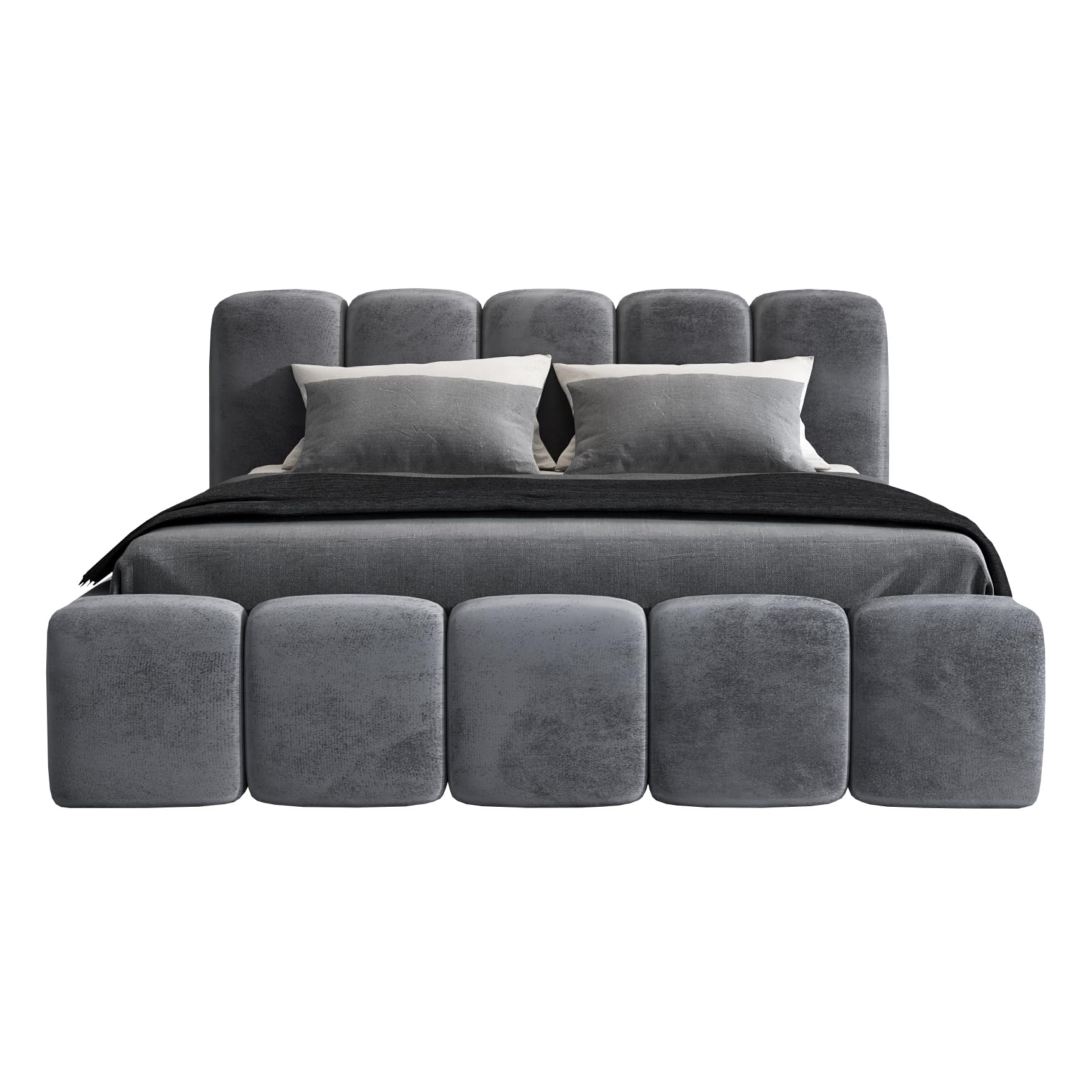 A&J MöbelLand Polsterbett 180x200 mit Bettkasten und Lattenrost – Sonic, Bett mit Matratze und Stauraum in Dunkelgrau