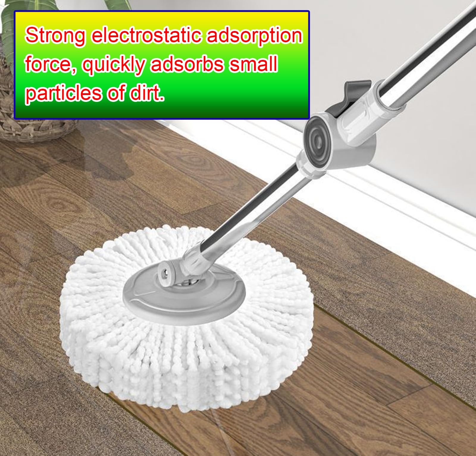 Juego de fregona y Cubo giratorios, fregona giratoria de 360° para Limpieza de Suelos, Mango de Acero Inoxidable, fregona Extensible para Suelos con Almohadillas,A