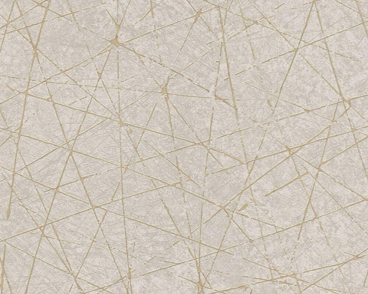 CONCORD WALLCOVERINGS ™ Modern Textured Wallpaper Graphics, Vinyl Accent Wall, Cream, Gold, Grey, Metallic, 21 in x 33 Ft (57 sq. ft), 391773