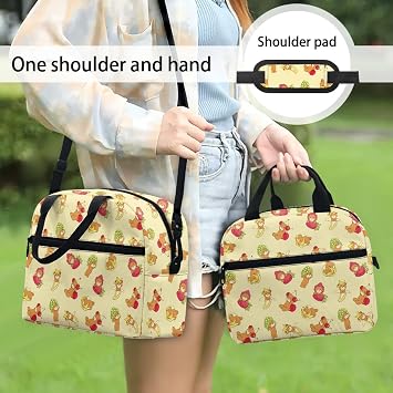 Bear Lunch Box for Kids Cute Lunch Bag for Girls Leak Proof Lunchbag Insulated Bento Bag with Long Strap Lunchbox Fitness Picnic School Trip
