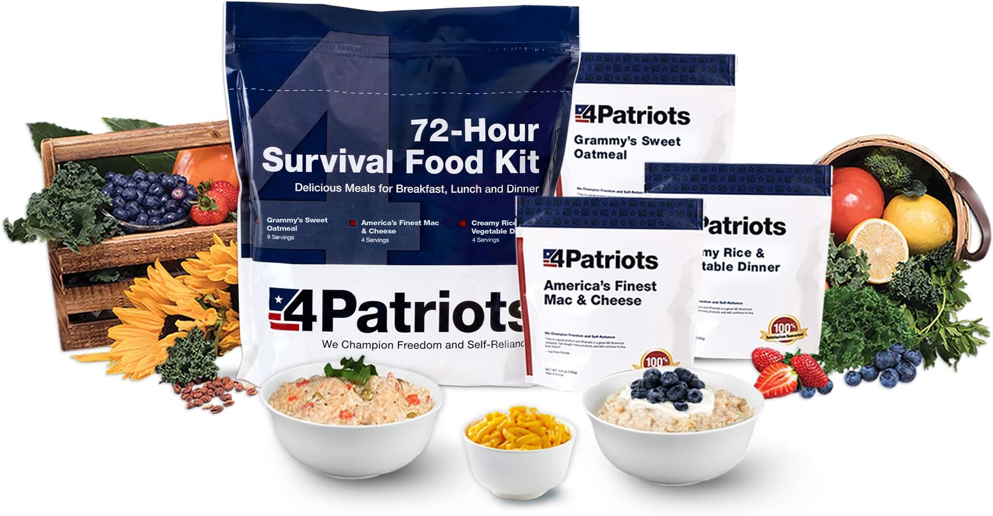 72-Hour Emergency Food Supply Survival Kit, Perfect for Camping, Freeze Dried Preparedness Food, Designed to Last 25 Years, Be Ready with 16 Servings of Delicious Breakfast, Lunch, & Dinner