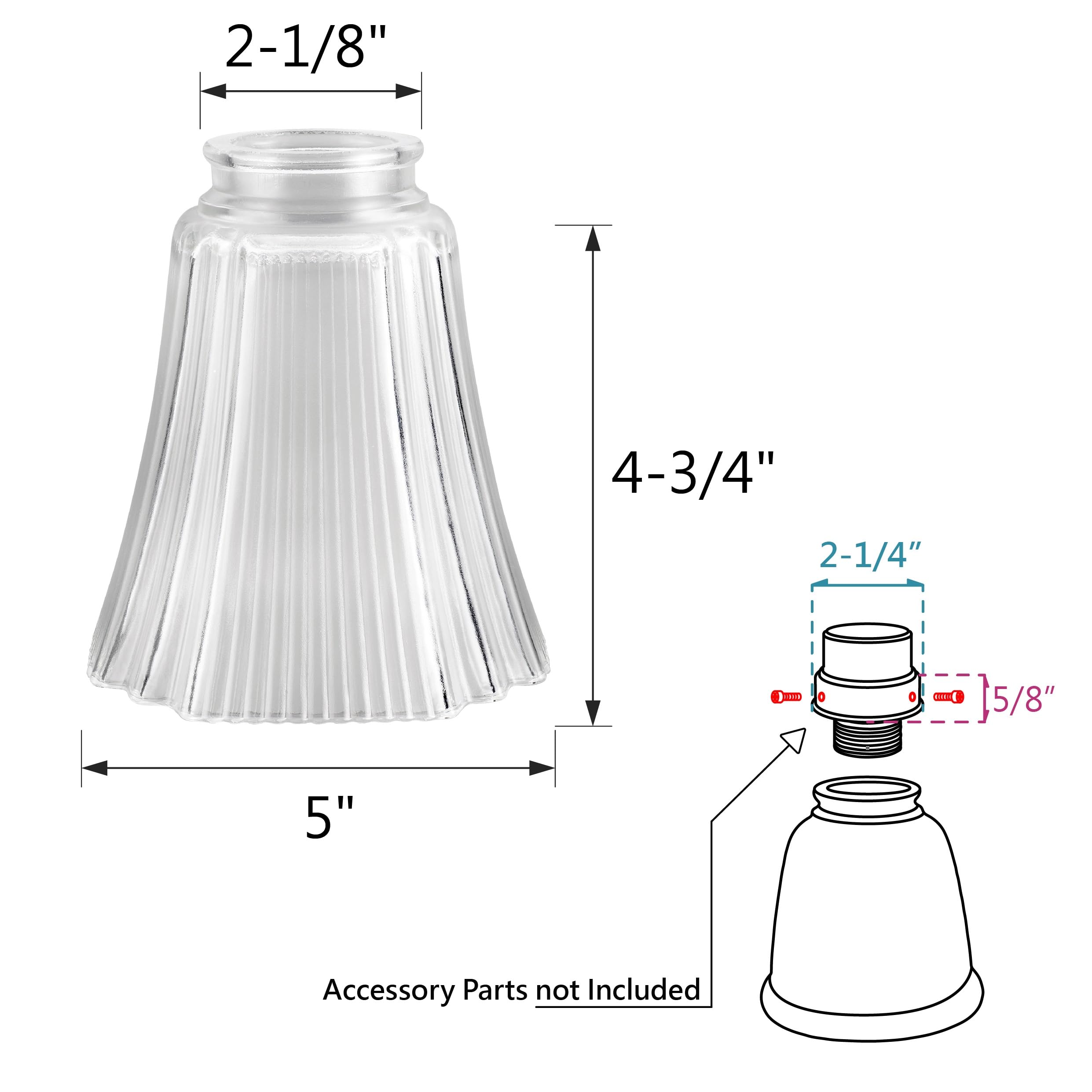 Aspen Creative 23057-4 - Pantalla de cristal de repuesto para ventilador de techo acanalado, transparente, para kit de luz de ventilador de techo, aplique de pared, colgante, 1-5/8 pulgadas F, 2-1/8