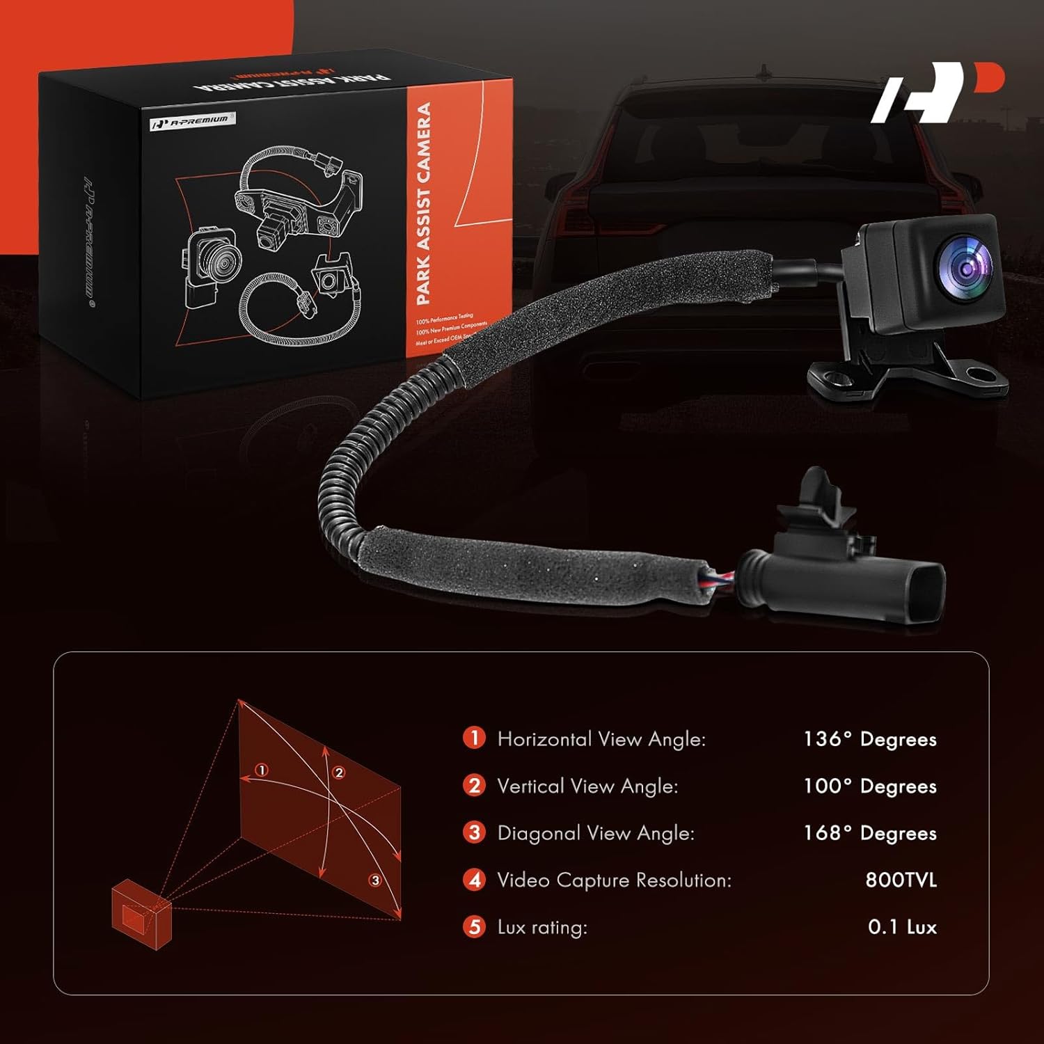 A-Premium Park Assist Camera Rear View Backup Reverse Camera Compatible with Select Kia Models - 2011-2012 2014-2015 Sportage - Replace# 957503W120