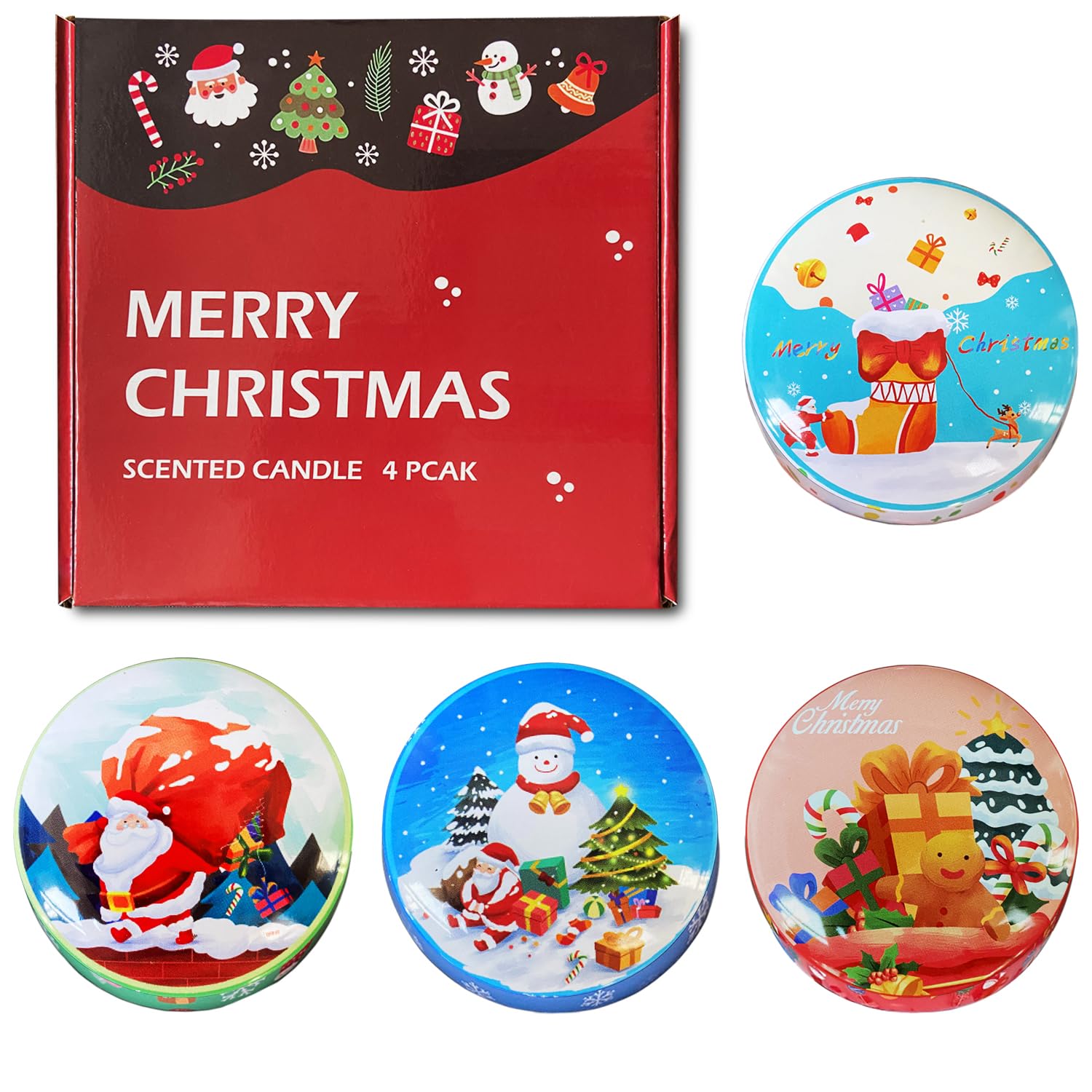 Topsics 4 piezas Velas Perfumada Navidad, Velas Aromáticas, Cera de Soja Natural, Velas aromaterapia, Velas Regalos para Navidad, Acción de Gracias