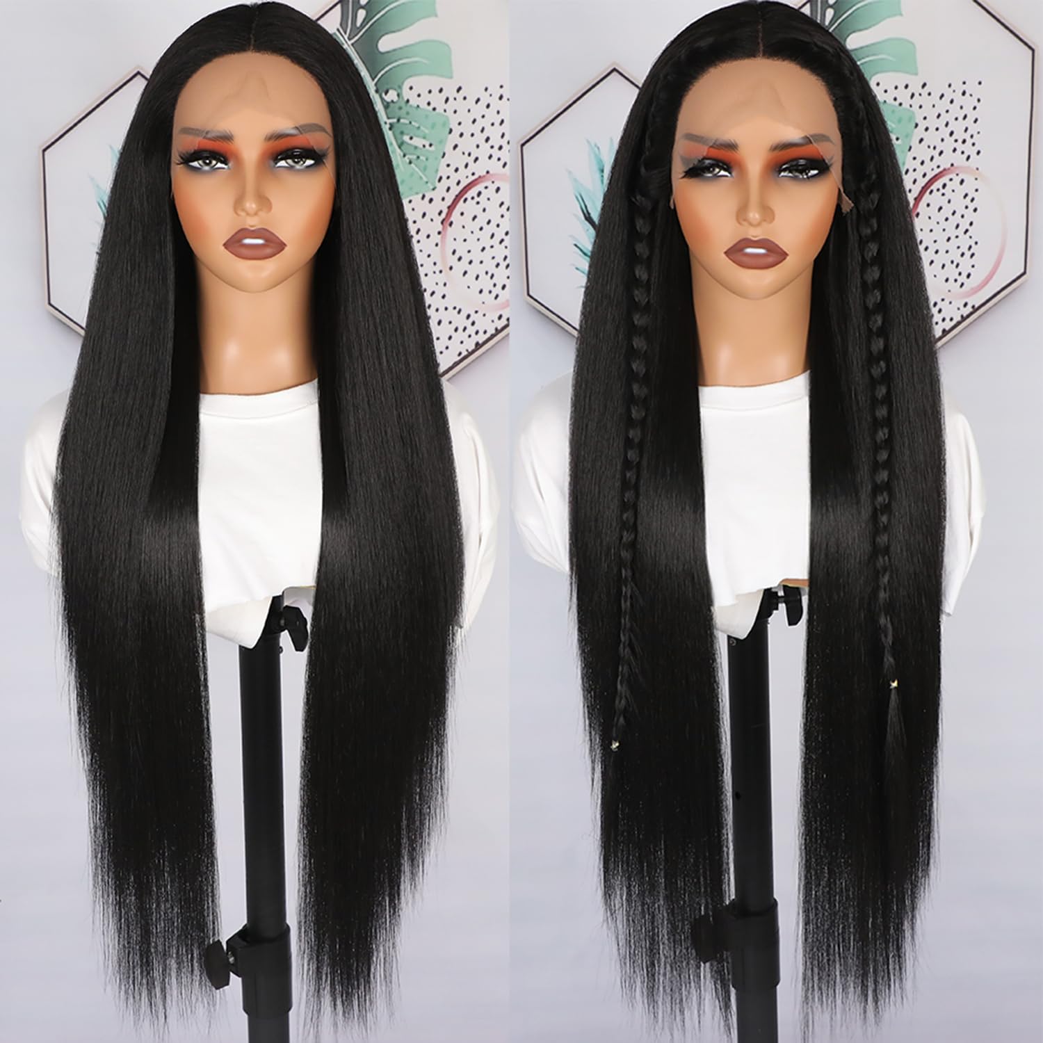 30” BLACK STRAIGHT LACE FRONT WIG NEW 30 Kinky Straight Lace Front Wig 180% Density Brazilian  main image 3