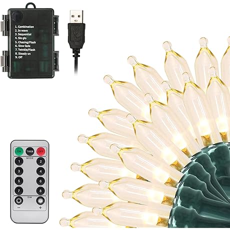 Tcamp 33ft 100LED Battery Operated Christmas Lights