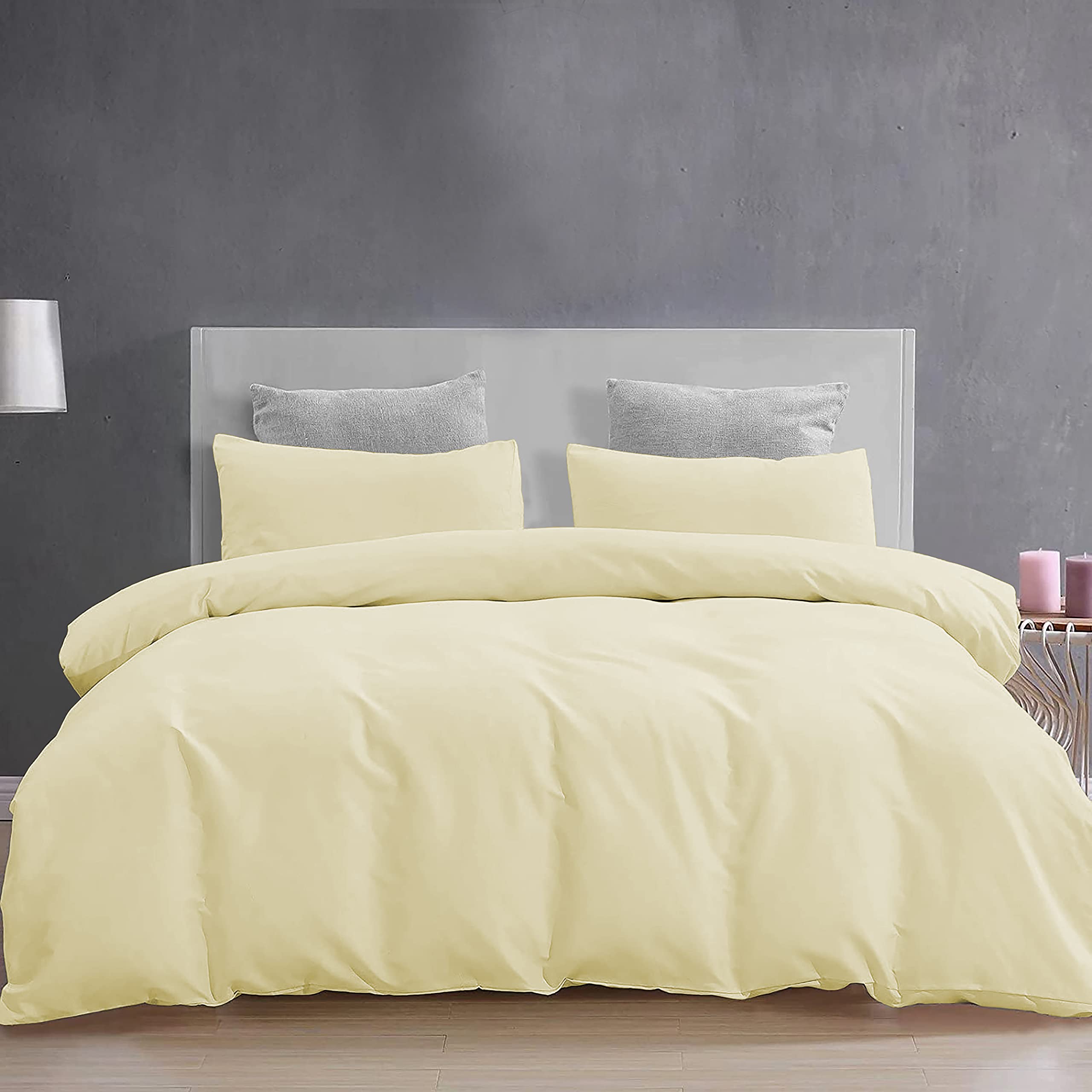 YRM Bedding's - 3 Pieces Duvet Cover Setr 100% Brushed Microfiber with Zipper Closure Duvet Cover (61X91 Inches) and 2 Pillow Cover (18X28 Inches) - Single Size/Ivory-image-30