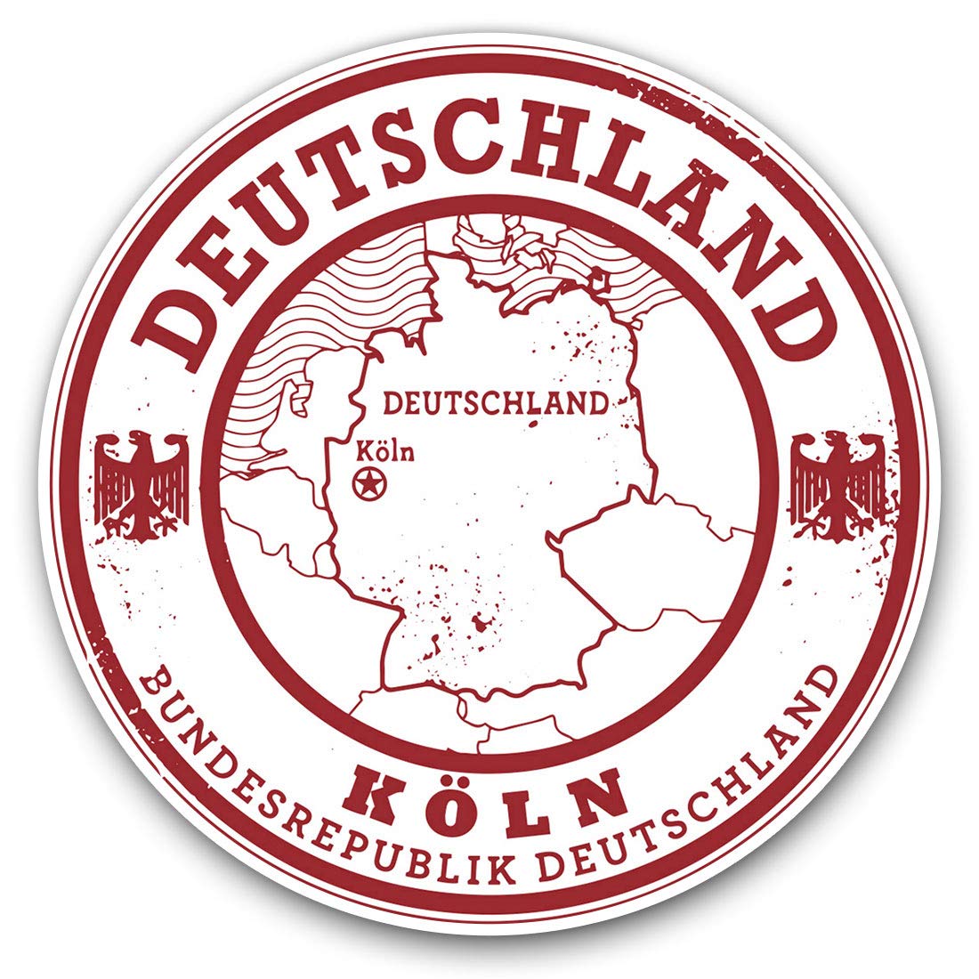 Destination Vinyl Ltd Deutschland Germany Koln Travel 5816 Vinyl Stickers (Set Of 2) 7.5Cm - Deutschland Germany Koln Travel #5816